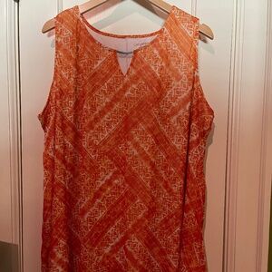 SOLD 3X Catherines Orange and White Overlay Sleeveless Blouse